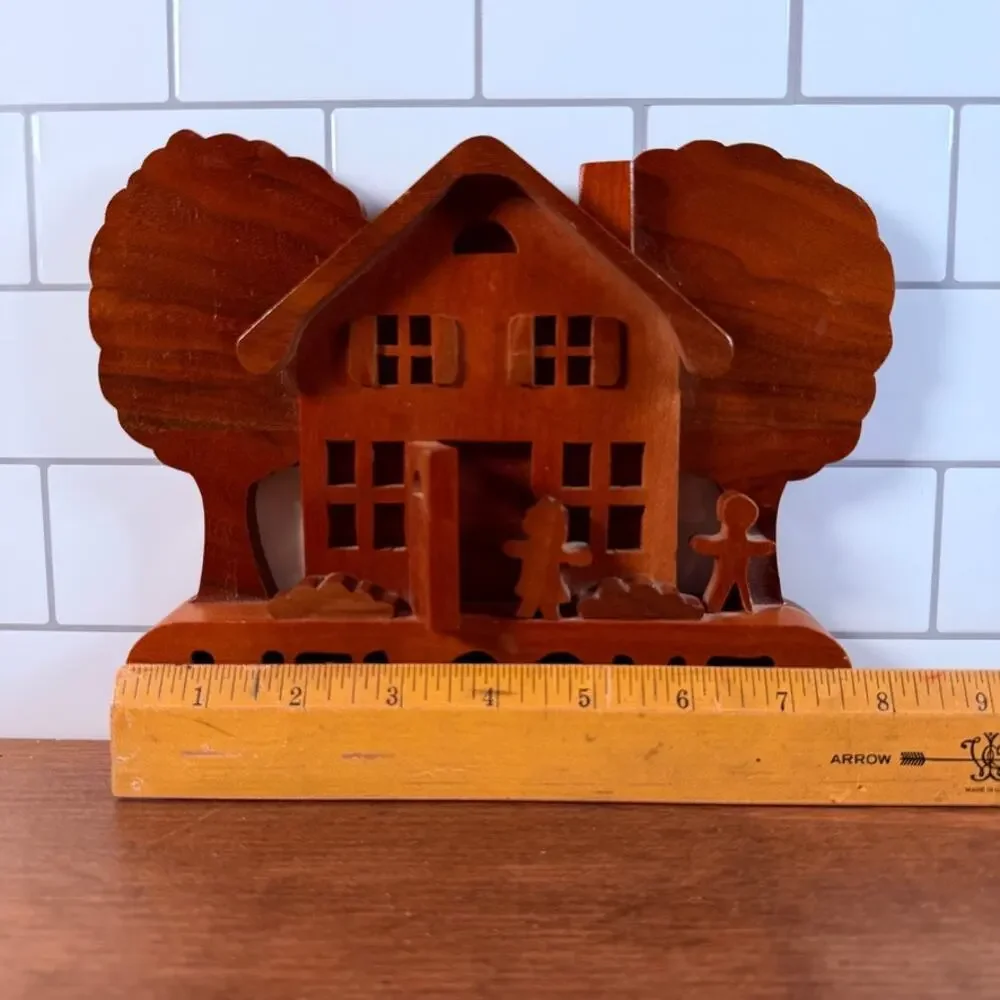 Vintage Signed John B McCauley Handcarved Wooden Welcome Sign Folk Art